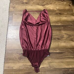 Satin Burgundy Bodysuit